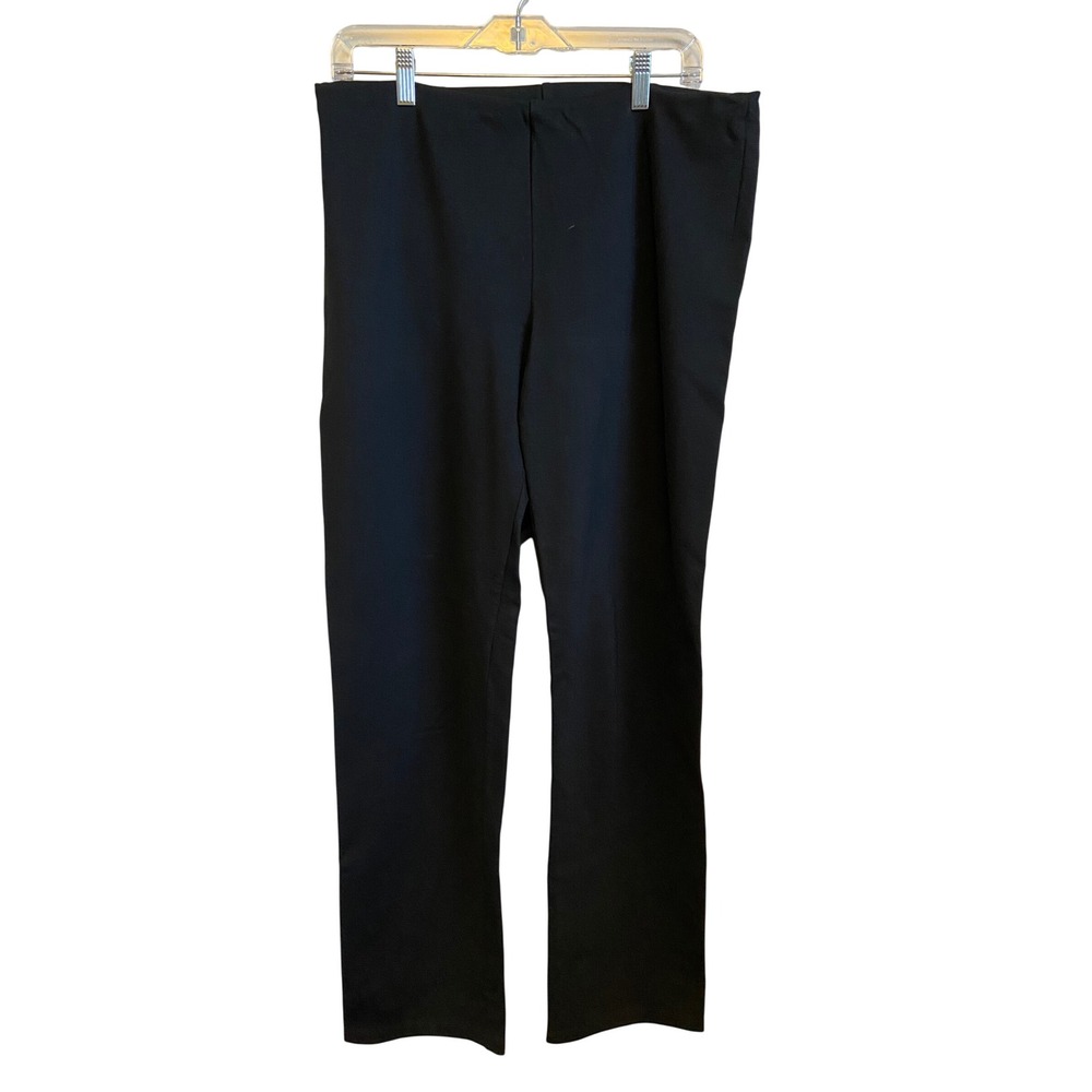Eileen Fisher Black Stretch Jersey Straight Leg Pull On Pants Womens Size M